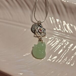 Fox Silver Necklace with Crystal Pendant Good Zen Fortune New